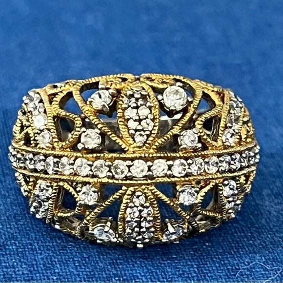 Gold‎ plated Diamondesque Statement Cocktail Ring - 8.5 - Picture 3 of 11